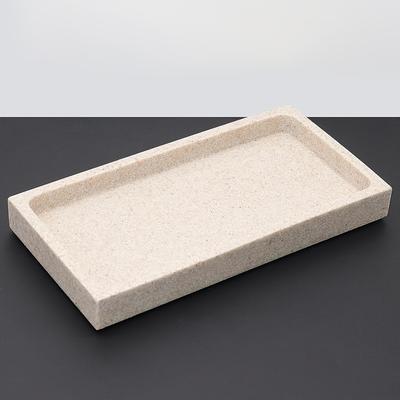 TEMU Elegant Sandstone & Resin Bathroom Tray - Versatile Vanity Organizer For Toiletries, Jewelry & Decor Image