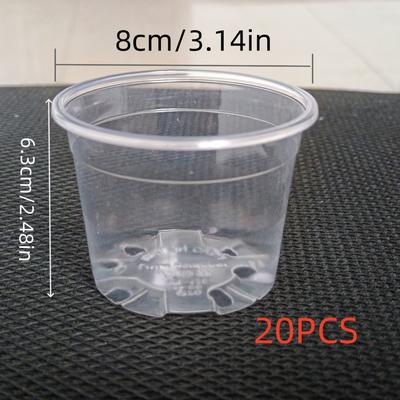 TEMU 20pcs Rustic Style Transparent Plastic Seed Pots With Drainage Holes - Floor Mount Cone Shape For Indoor & Outdoor Use, No Electricity Or Battery Needed, Pots For Plants