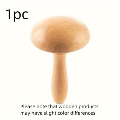 TEMU 1pc Decoration Mushroom - Smooth Wooden Mushroom Decoration With Powerful Handle And Gradient Curvature, Used For Decorating Sock Holes, Pants, Clothes, And Other Crochet/knit Repairs