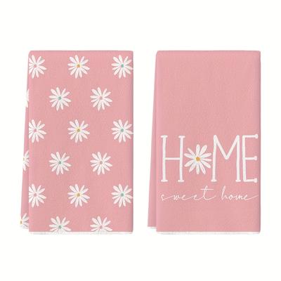 TEMU Sm:)e 2pcs Flowers Kitchen Towels Dish Towels, 18x26 Inch Summer Decoration Hand Towels Set Of 2