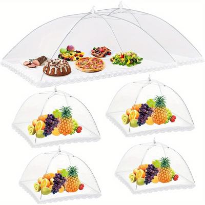 TEMU 6-pack Pop-up Mesh Food Covers With Suction Cups, Fabric Outdoor Food Tents For Picnics & Parties, 2 Extra Large & 2 Large & 2 Medium - Food For Outdoors