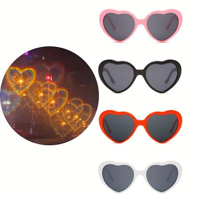 TEMU 4pcs/set Love Lighting Glasses For Women's Dressing Up Peach Heart Shaped Light Transforming Into Love Glasses Valentine's Day Gift