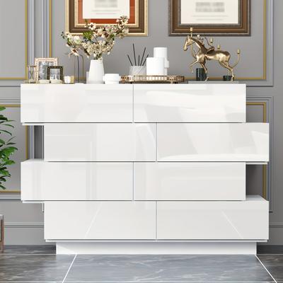 TEMU Modern Drawer Cabinet Storage Cabinet With 8 Drawers, Asymmetrical Design, Fashionable And , Large Storage Capacity, White