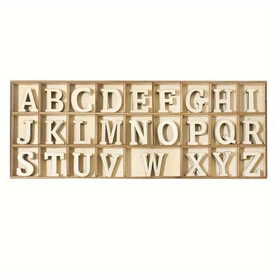 TEMU 156 Piece Wooden Alphabet Letter Set With Storage Tray - Unfinished Wood Craft Letters For Diy Home Decor, Spelling & Educational Activities