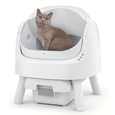 TEMU Cat Litter Box Self Cleaning Open- Cleaning Cat Litter Box, Automatic Cat Litter Box For Multiple Cats-white