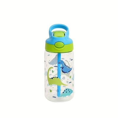 TEMU 500ml Bpa-free Cartoon Bottle With Straw - Portable, Leakproof Sports Cup For School & Outdoor Activities, Blue/pink