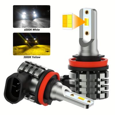 TEMU 2pcs Auxito H8 H11 Led Fog Lamp 6000k White 3000k Yellow H9 H16 (jp) Led Car Fog Lights Auto Running Light 12v