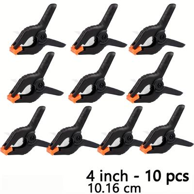 TEMU Airaj 10-pack 4-inch Heavy Duty Spring Clamps, Fade Resistant Plastic, Strong -on Design, For Photography, Office, Gardening, Diy - No Required