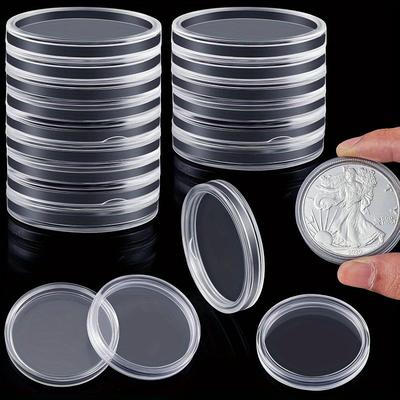 TEMU 20pcs Silvery Dollar Coin Holder 40.6mm Silvery Bar Capsule Holders Coin Capsules For Coin Collection Silvery Bar, Round