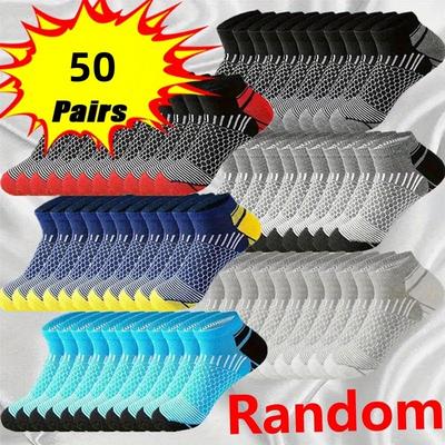 TEMU 50pcs Men's Breathable Low-cut Socks - Sweat Absorbent, Moisture-wicking, Polyester For All