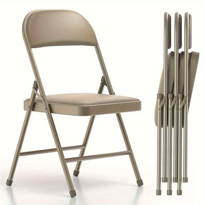 TEMU Nazhura 4 Pack Folding Chairs, Vinyl Padded Seating, Indoor Outdoor Seat For Home Office Events Wedding Party