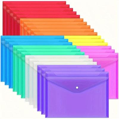 TEMU 30pcs Snap Closure File Folders - Pp Plastic Envelopes For A4/letter Size Documents - Office & School Organization