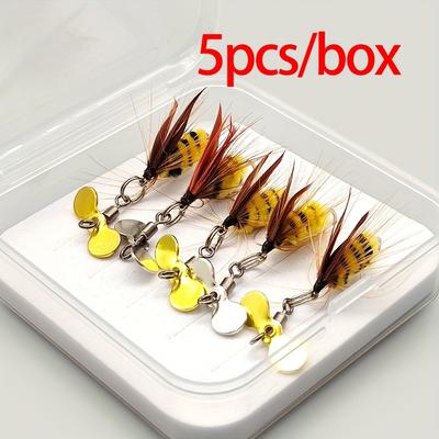 TEMU 5-pack Bionic Fly Fishing Lures, Carbon & Dragonfly Design With Rotating , For Trout & Bass, Mixed Color Fly Fishing Baits