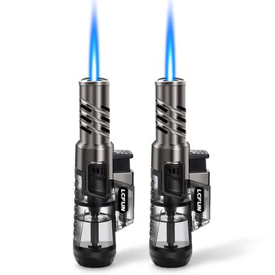 TEMU Lighter 2 Pack Adjustable Single Jet Flame Butane Lighter Refillable Gas Lighter For Candle Camping Grill Bbq Fireplace (butane Not Included)