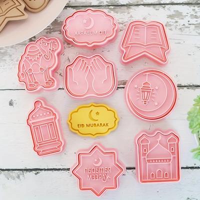 TEMU 8pcs Cutter Set, Ramadan Mubarak, Eid , Eid Al-fitr, New Year Baking Stamps, Plastic Pastry For Cookie Decoration, Baking Tools