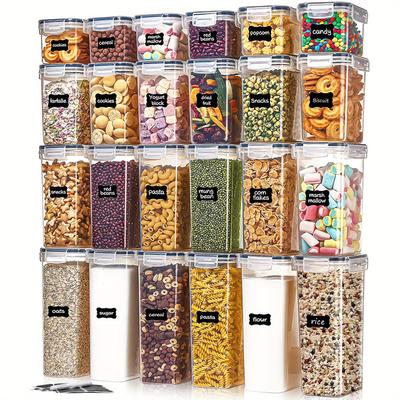 TEMU 24/30/36pcs Food Storage Containers | - Rv Kitchen Supplies, Kitchen And Pantry Organization Canisters For Cereal, Dry Food, Flour And Sugar, Bpa Free, Includes Labels