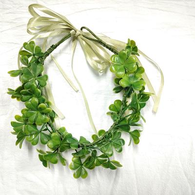 TEMU 's Day Clover Wreath Headband - Grass Hair Accessory For Performances And Photography Props, 1pc