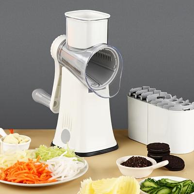 TEMU Oldegg Rotary Cheese Grater & Vegetable - Stainless Steel Manual Kitchen Gadget For Perfect , Ideal For Nuts, Carrots, , - White