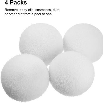 TEMU 4-pack 3-inch Reusable & Washable Oil Absorbing Sponge Cleaning Balls For Pools, Hot Tubs & Spa - Floating Pool Filters, Plastic, No Electricity Or Battery Needed, White