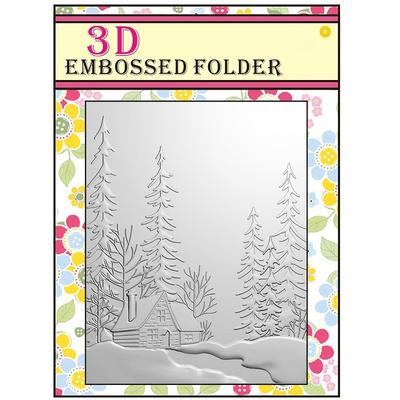 TEMU 1pc 3d Embossed Folder, Christmas Theme, Transparent Plastic, Snowy Cabin Design, For Diy Scrapbooking, Card Making, And Home Decor