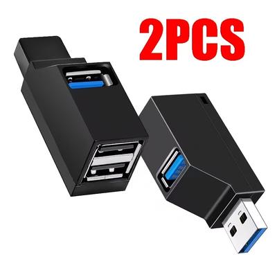 TEMU 2pcs, Usb 3.0 Adapter, Extender, With 3 , For Pc And Laptop, With Disk Card Reader