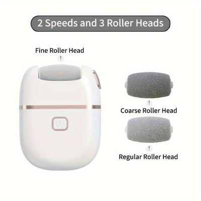 TEMU 1pc Rechargeable Electric Foot Callus Remover - 3 Replaceable Grinding Heads, Thickness Grinding Heads For Thick Leather Polishing, Usb Charging, Portable And , Cracked & Dry Skin Care