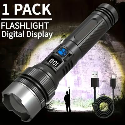 TEMU 2 Led Flashlights - Convenient Tactical Flashlight, Usb Rechargeable, With A Of Up To 12 Hours, High- Emergency Light, Suitable For Outdoor Camping, Hiking, And Emergency