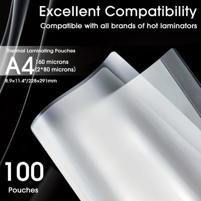 TEMU 100pcs Sheets, 9 X 11.5-inch Clear Plastic 4a Paper Laminator Sheets And School Supplies, Laminated Paper For Laminator,