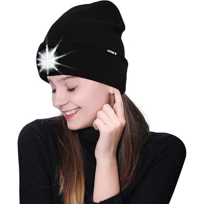 TEMU 1pcs Unisex Knit Hat With Led Light For Night , Stylish Winter Beanie Ideal For Hiking, Camping, Fishing, Hunting, Jogging, And Cold