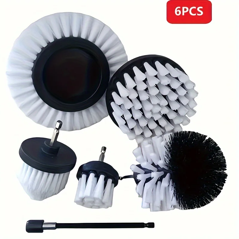 6-teiliges Bohr bürstenset, Mehrzweck-Power-Scrub-Bürste, für Fugen boden, Bad, Wanne, Fliesen, Ecke, Boden, Autorad, tote Ecke