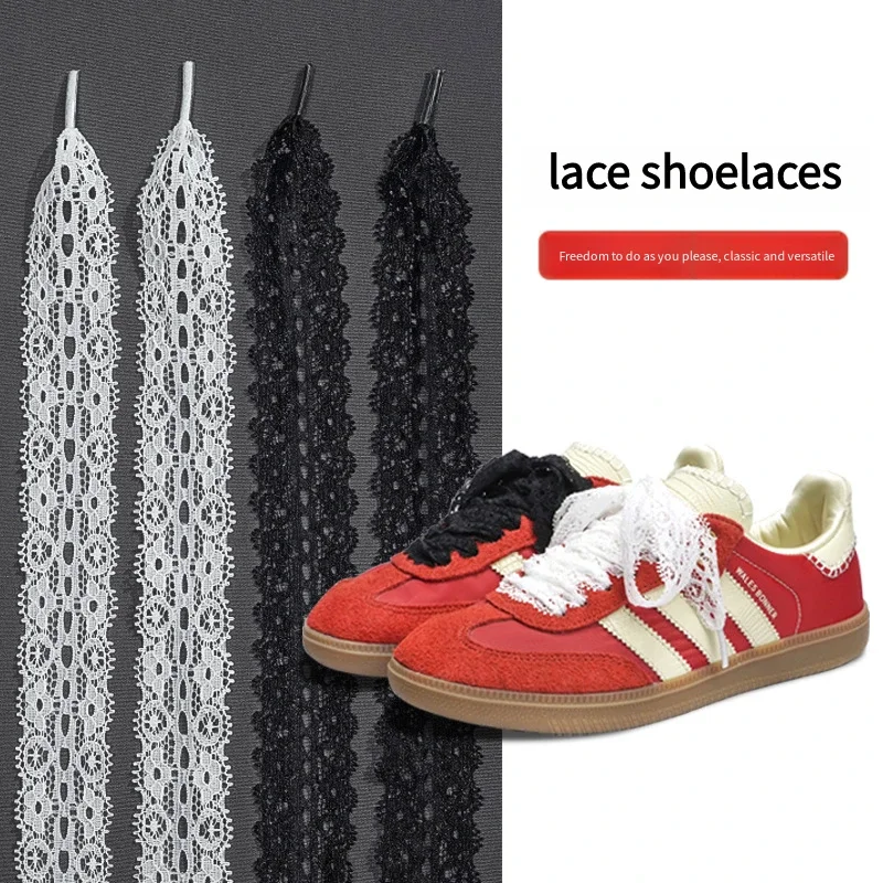 Modische Freizeitschuhe, Spitzen-Schnürsenkel, 3 cm Breite, flache Schnürsenkel, mehrere Farben, Seil-Schnürsenkel für Schuhe, Zubehör, 120/140/160 cm, 1 Paar Image