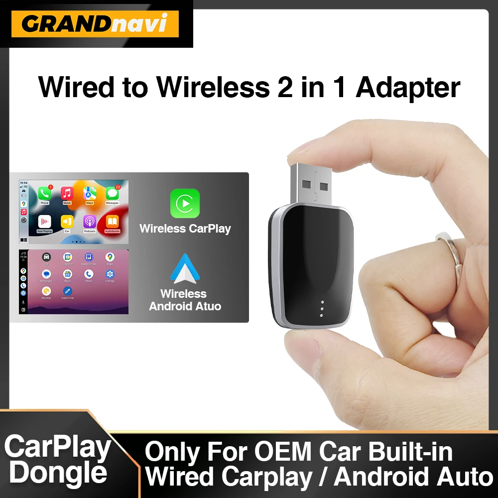 2-in-1 kabelgebundener zu kabelloser Carplay-Adapter Android Auto Smart Dongle 2025 WIFI für iPhone Android für Volvo Benz Mg Kia Chery VW Image