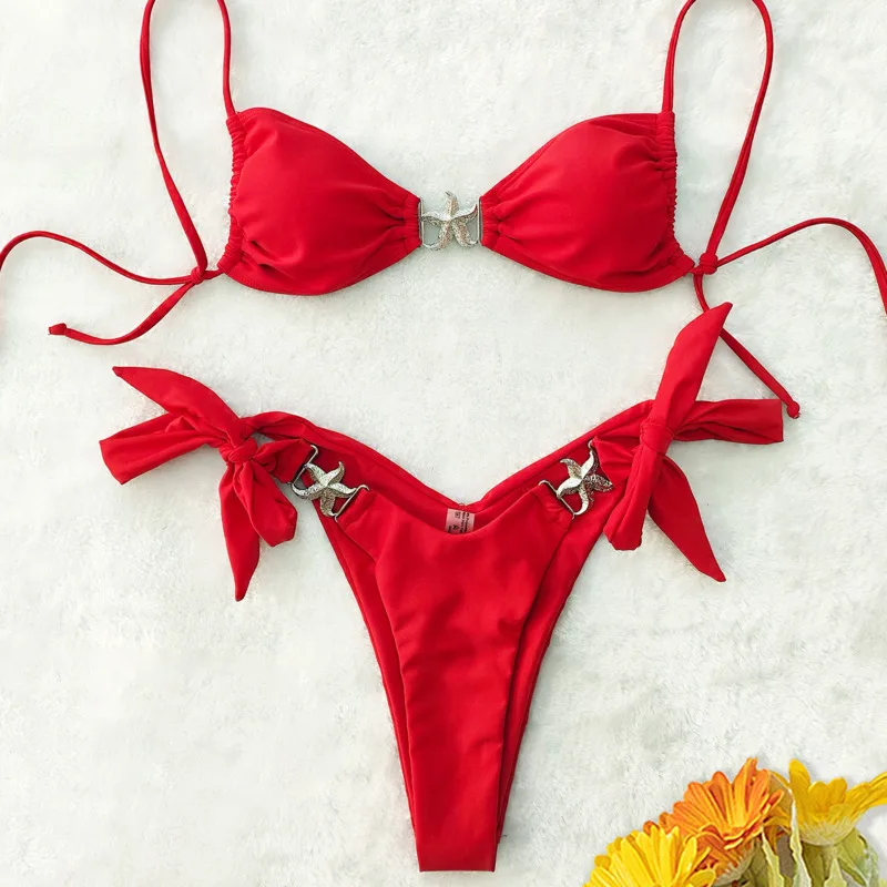 Rote Sexy Bikinis 2026 Badeanzug Frauen Bademode Push-Up Weibliche Strand Schwimmen Tragen Badeanzüge Brasilianischen Bikini Set Pool Badende Image