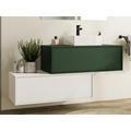 Mobile per bagno sospeso con lavabo singolo e due cassetti 94 cm Verde e Bianco - TEANA II