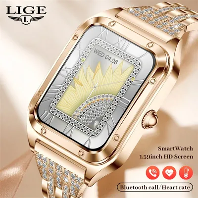 Lige Mode Smartwatch Damen Bluetooth Anruf Blutdruck Sport Armband wasserdicht DIY benutzer definierte Zifferblatt Smartwatch Frauen Uhr Image
