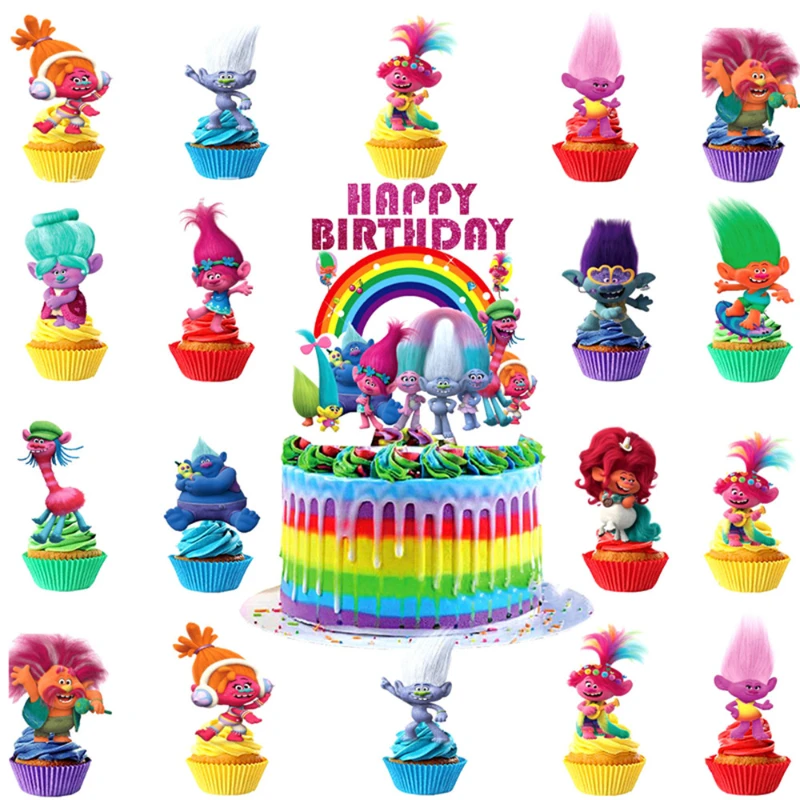 Das neue Trolls Cake Topper Theme Kids Birthday Party Dekorationszubehör Image