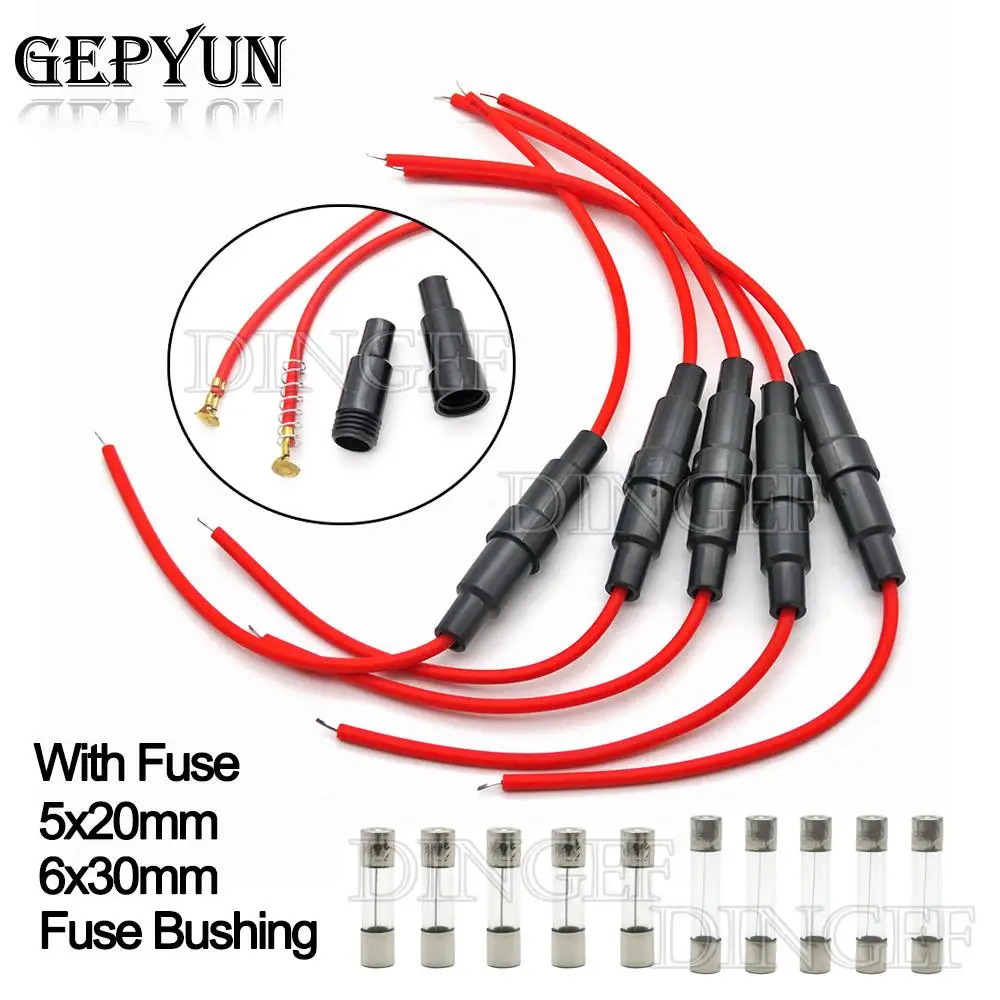 5 Satz 5*20mm 6*30mm Glass icherungs halters ch raube Typ 5x20mm mit 22awg Drahtseil 250v 5x20mm Glass icherungsrohr Sicherungs gehäuse 6x30mm Image