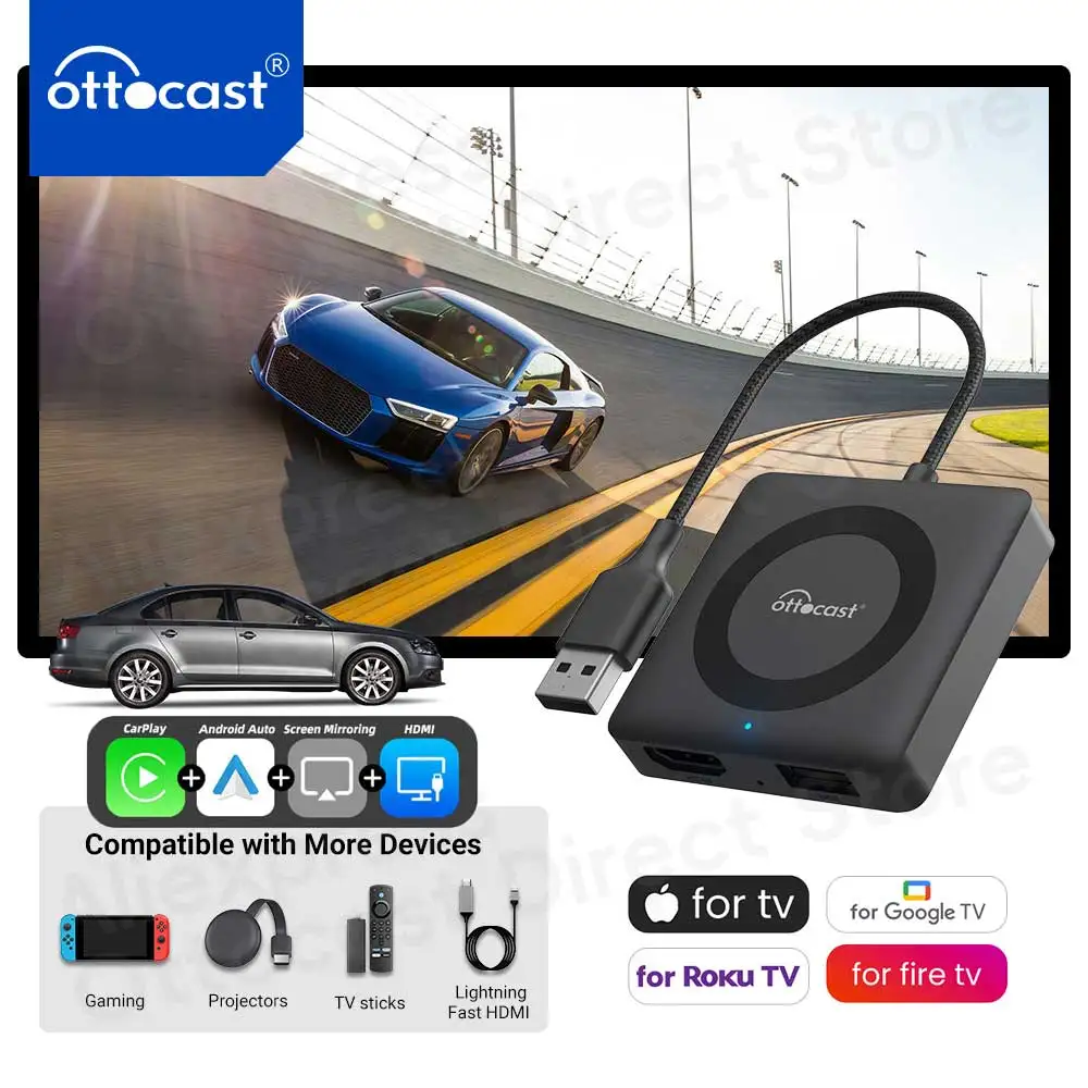Ottocast Car TV Mate Pro Max Wireless CarPlay Android Auto Adapter für Fire Google TV Stick Konverter für OEM Wired CarPlay Car Image