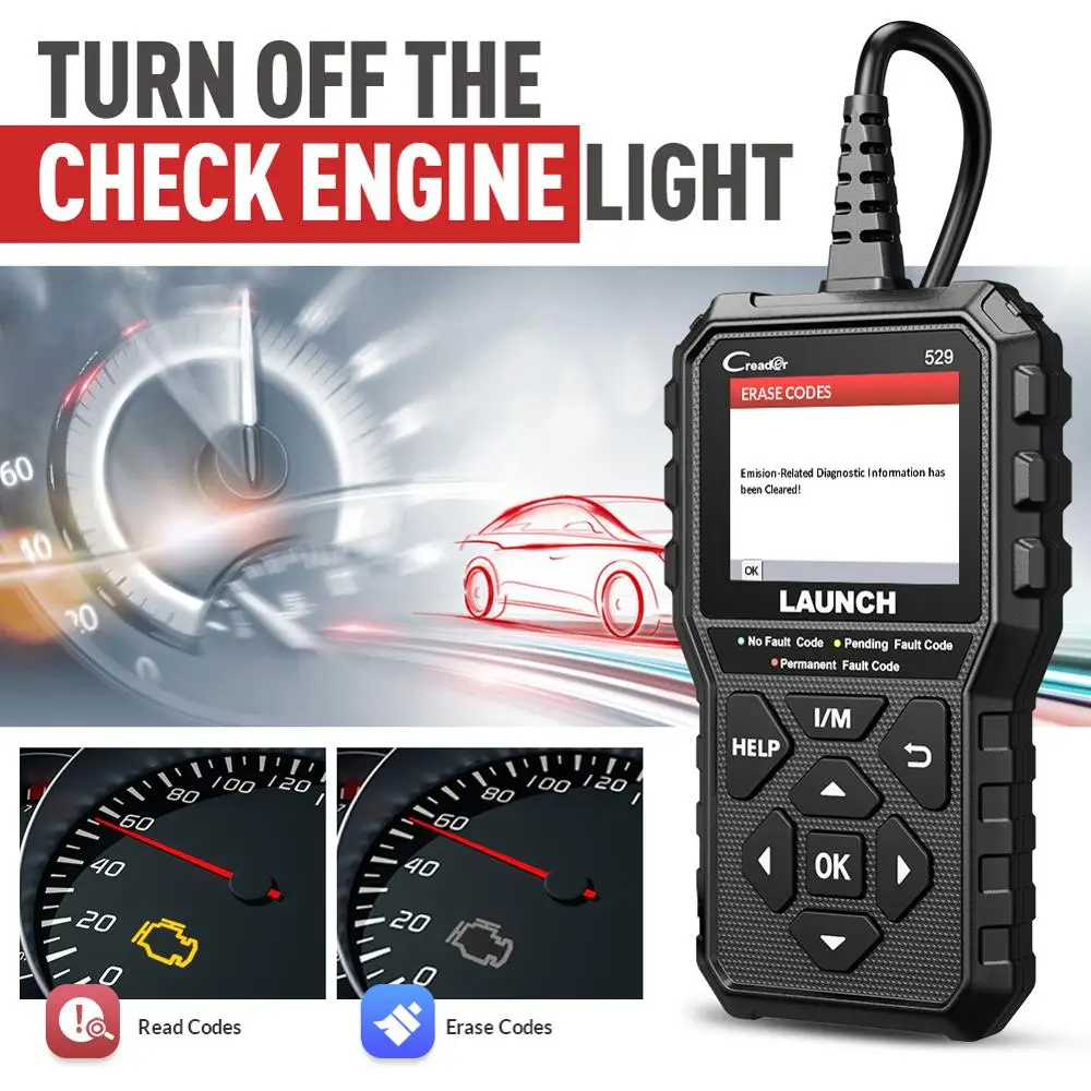 LAUNCH Creader 529 Scanner OBD2 outil de Diagnostic automobile lecteur de Code OBDII lecture de Code de défaut lecteur de Code de bricolage CR529