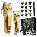 Kit combiné professionnel entièrement en métal, tondeuse à cheveux de barbier pour hommes, tondeuse à barbe électrique, Machine de coupe de cheveux Rechargeable