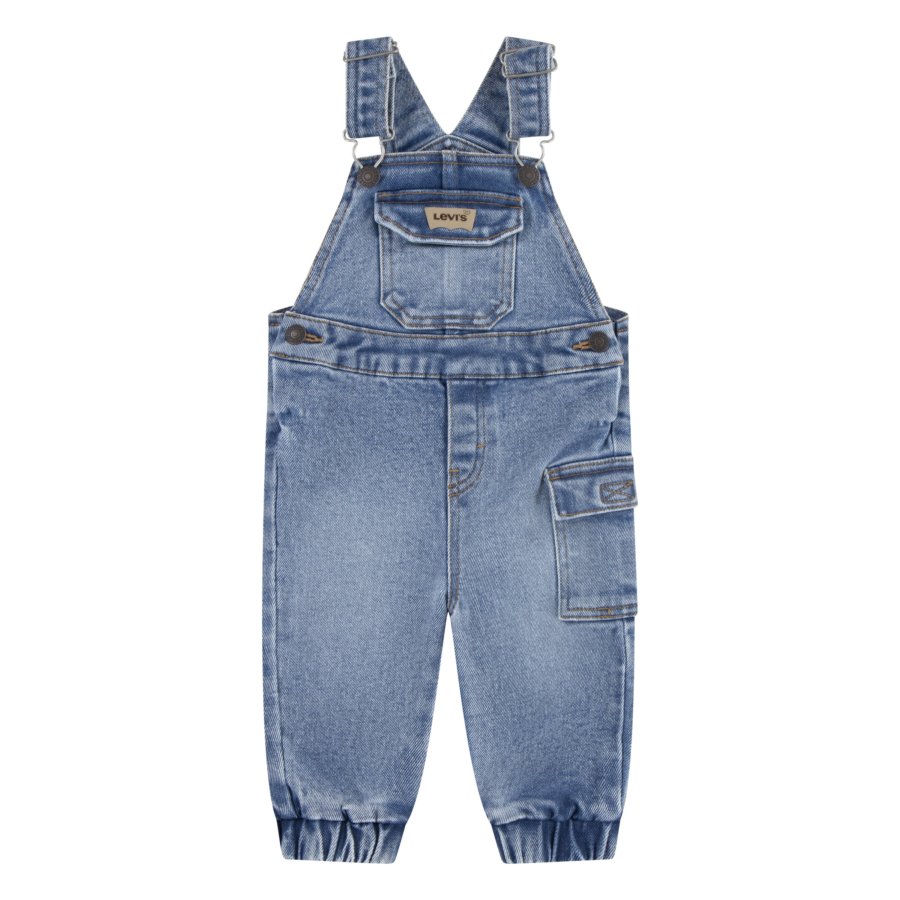 Overall LEVI'S KIDS "LOOSE FIT CARGO OVERALL", Baby, Gr. 36M (98), good grades, Denim/Jeans, Obermaterial: 62% Baumwolle, 31% Polyester, 5% Viskose, 2% Elasthan, unifarben, loose fit, Overalls, im Cargo-Design Image