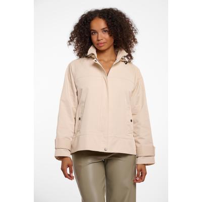 Anorak RINO & PELLE "Do Short", Damen, Gr. 40, beige (birch), Web, Obermaterial: 100% Polyester, unifarben, casual, gerade hüftlang, Rundhals, Langarm Raglanärmel, Jacken, mit abnehmbarer Kapuze Image