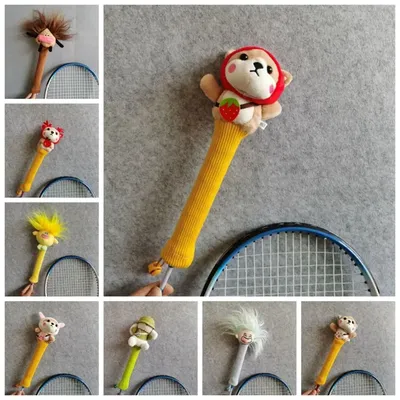 Animal Cartoon Badminton Racket Protector Non Slip Drawstring Badminton Racket Handle Cover Cute