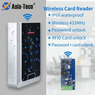 IP66 Waterproof RFID Wiegand 26 34 Wireless Slave Card Reader Keypad with Receiver Module 433MHz
