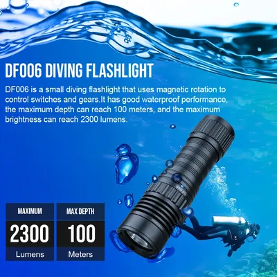 Trustfire DF006 Super bright Diving Flashlight IP68 Waterproof Professional diving light Powered by