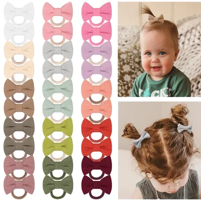 10Pcs Boutique Tiny Baby Girls Elastic Hairties Hair Bows Cute Princess Hair Rope for Baby Girls