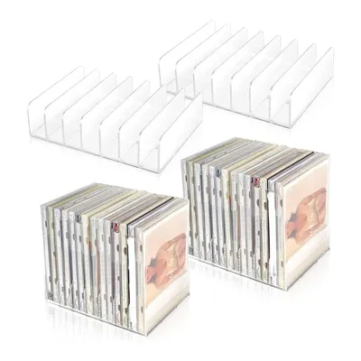 4 Pcs Clear Acrylic CD Holder With Tackable CD DVD Display Rack CD Storage Rack Organizer Stand CD