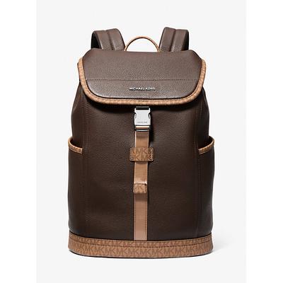 Michael Kors Hudson Leather and Signature Logo Backpack Brown One Size