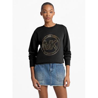 Michael Kors Embellished Logo Cotton Blend Sweatshirt Black M