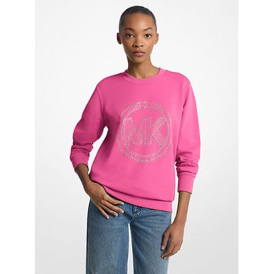 Michael Kors Embellished Logo Cotton Blend Sweatshirt Pink M